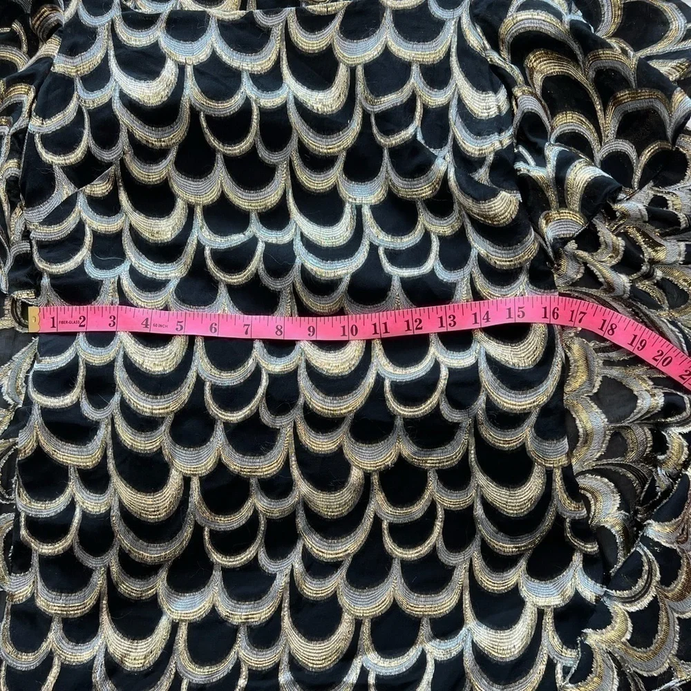 Loeffler Randall black and gold cape dress